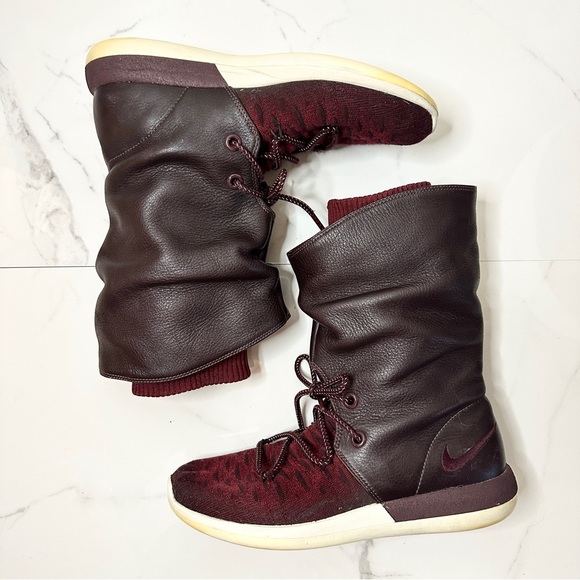Nike Two Hi Fly Knit Sneaker Boot 8.5 Deep Burgundy - Picture 3 of 8